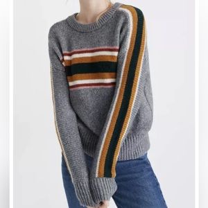Madewell Gray Colorful Striped Sweater